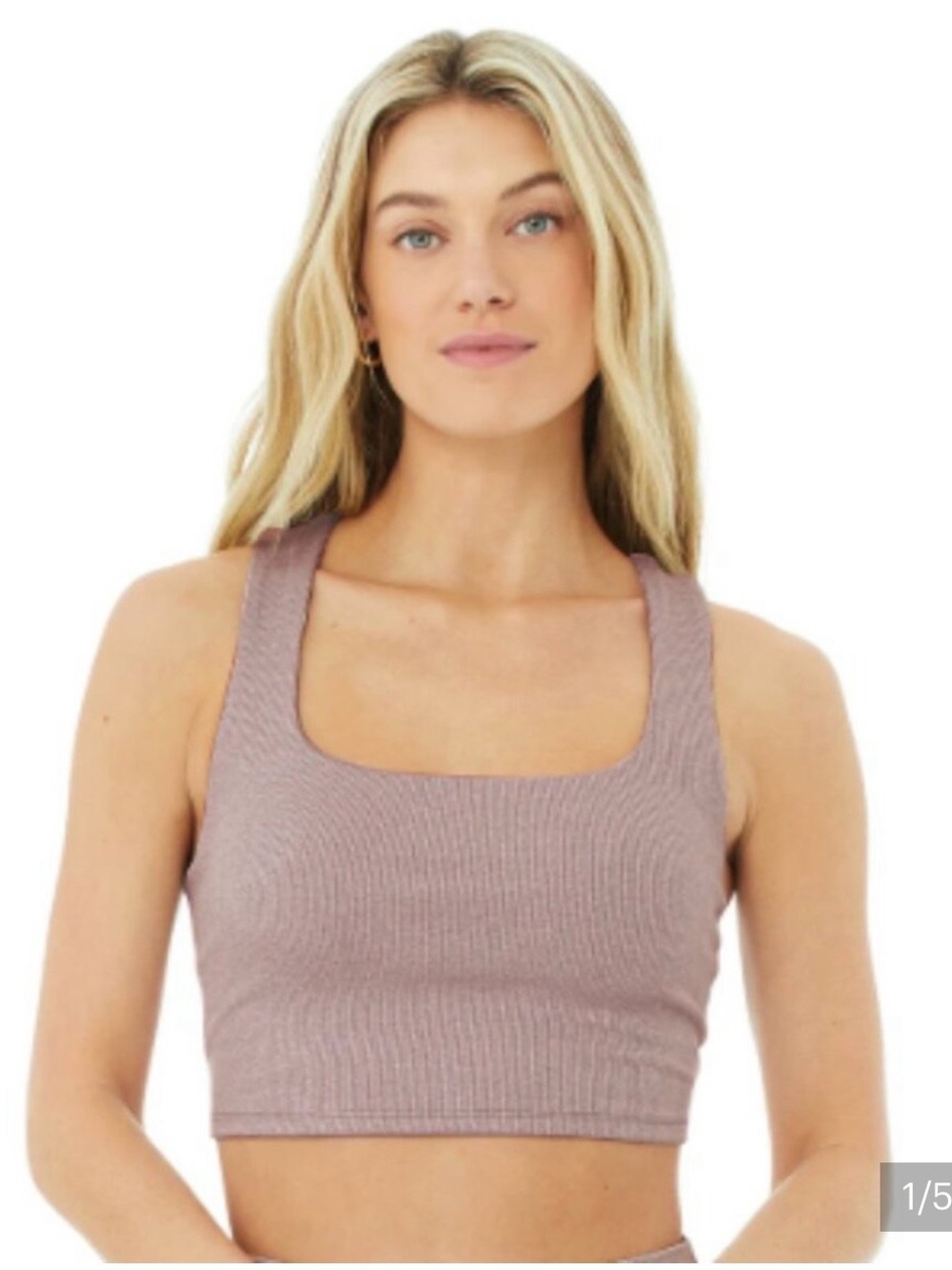 ✨ NWT Alo Yoga Alosoft Ribbed Chic Bra Tank Lavender Dusk Heather Purple - Small